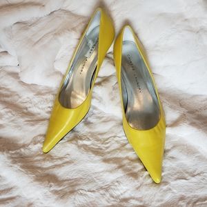 Chinese Laundry pointed yellow kitten heels